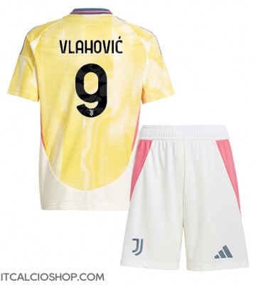 Juventus Dusan Vlahovic #9 Seconda Maglia Bambino 2024-25 Manica Corta (+ Pantaloni corti)